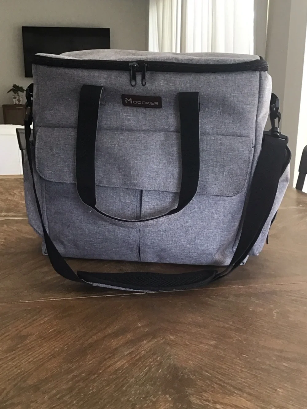 Modoker Dog/Cat Travel Bag, a grey weekend pet travel organizer tote.